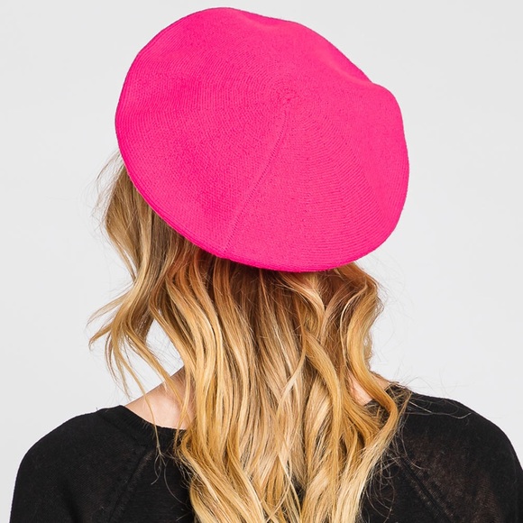 Neon Stretchy Solid French Beret Hat - Picture 7 of 13